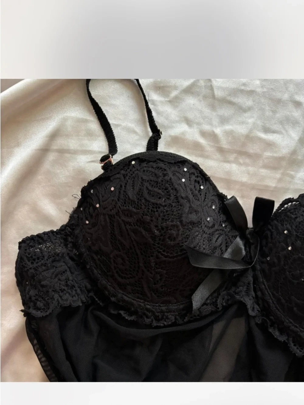 Black Lace Mesh Babydoll Chemise - Brand Unknown - Picture 2 of 6